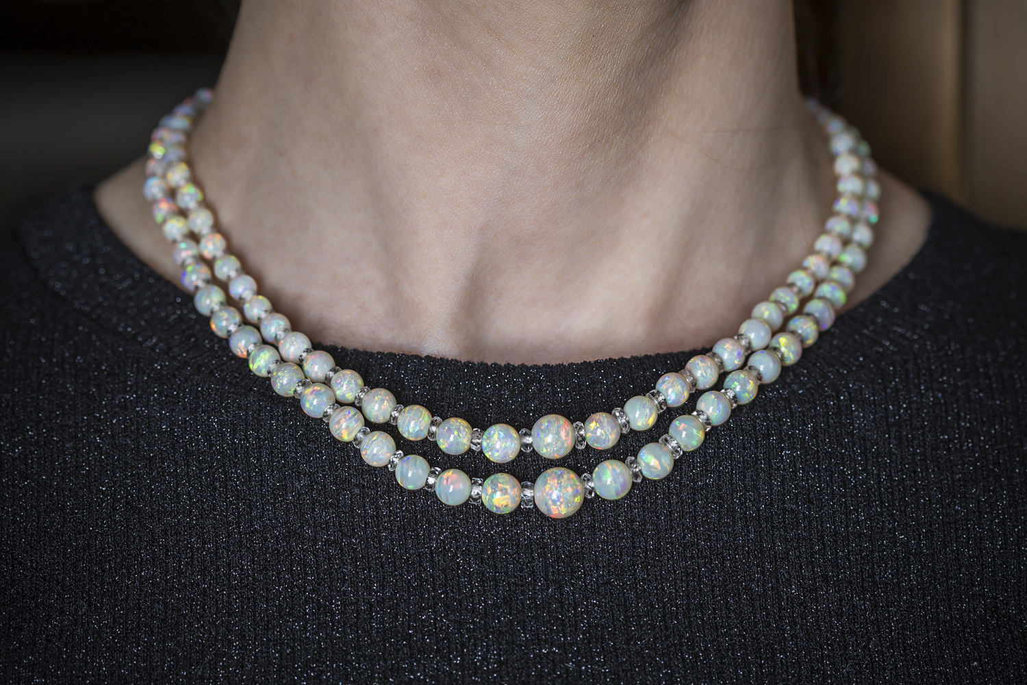 **SOLD** White Opal Bead Necklace – Sperlich Jewelry