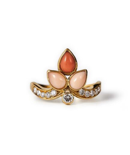 1970s Bulgari Diamond and Coral ring