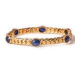 1980s 10.37ct Sapphire 18kt Curb Link Bangle