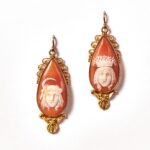 19th-century Italian 21kt gold cameo "harvest" earrings.
