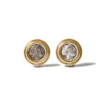 Bvlgari Monete 18kt Gold Earrings with Diamonds, 4th Century Coins.
