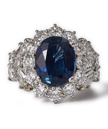 4.67 ct sapphire and 2.62 ct diamond statement ring