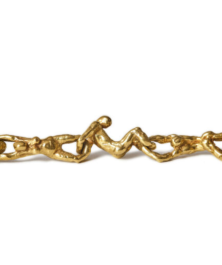 1970s sculptural 18 kt gold necklace and bracelet suite.