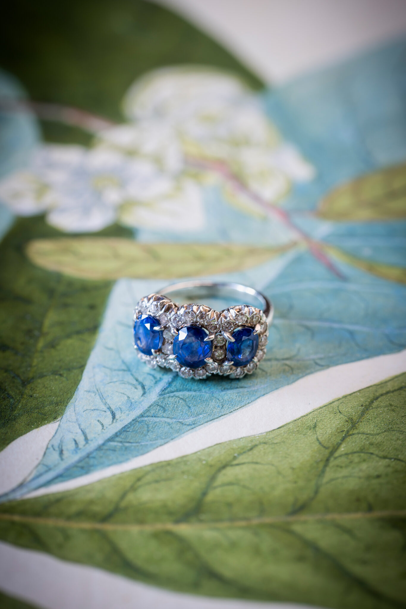Antique Sapphire and Diamond 3-Stone Ring