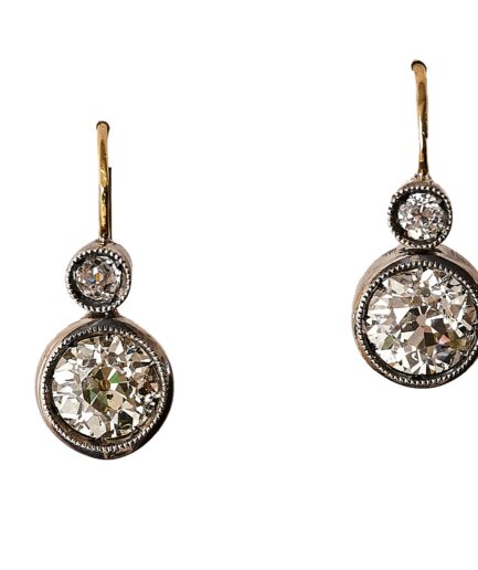 Antique 2.74ct dormeuse old european cut diamond earrings