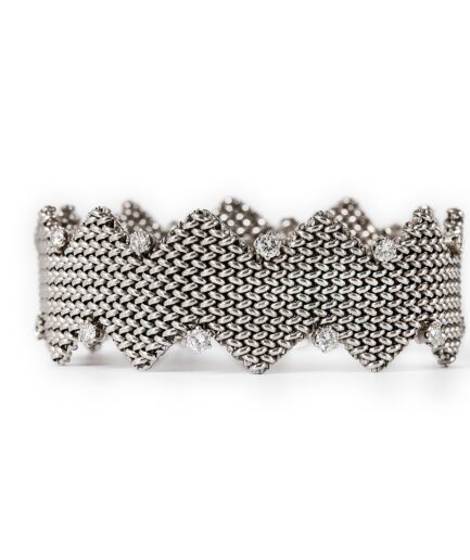 W.A. Bolin 1960s 18k white gold and diamond ‘zig-zag / chevron’ bracelet.