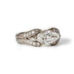 **SOLD** W. A. Bolin, old marquise cut diamond approx. 1,50 ct, Stockholm 1943