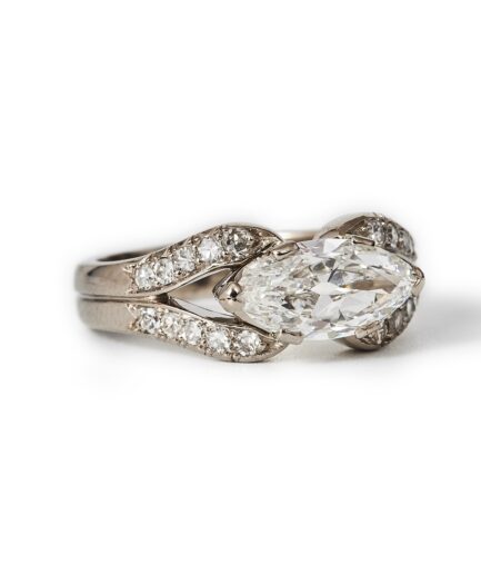 **SOLD** W. A. Bolin, old marquise cut diamond approx. 1,50 ct, Stockholm 1943