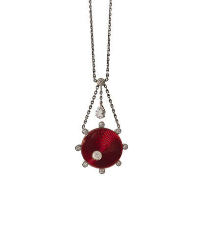 Edwardian enamel and diamond necklace, circa 1910.