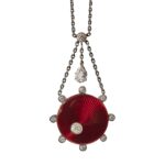 Edwardian enamel and diamond necklace, circa 1910.