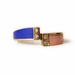 1970s Italian lapis and coral a contrariè ring.