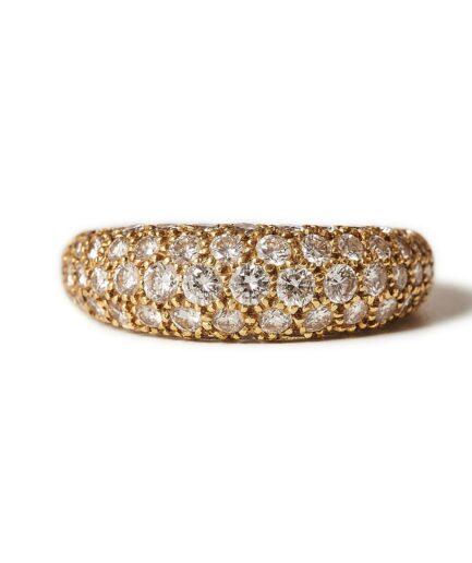 1982 Van Cleef & Arpels 0.8ct pavé diamond 18k yellow gold band dome ring