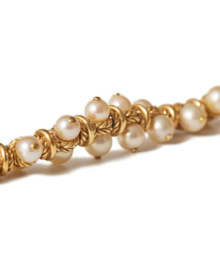1970s french 18k gold "rope" and pearl necklace.