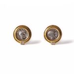 Bvlgari Monete, Faustina the Younger, earrings, 18kt gold with accent diamonds.