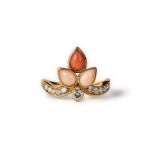 1970s Bulgari Diamond and Coral ring