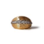 1970s Diamond and gold dome pinky ring by CF Carlman, Stockholm, Sweden.