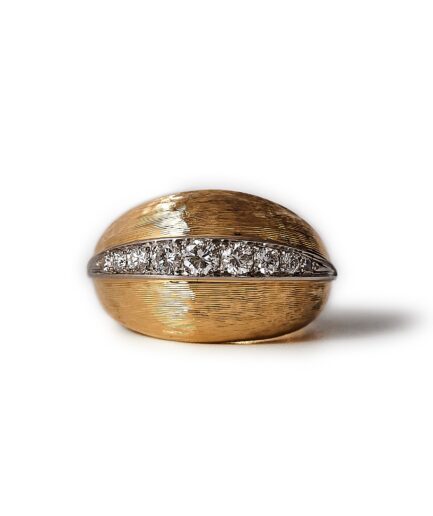 1970s Diamond and gold dome pinky ring by CF Carlman, Stockholm, Sweden.