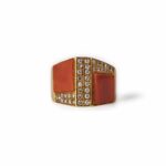 1960s Italian Vintage Coral and Diamond Cocktail ring
