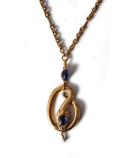 Victorian No heat Sapphire Snake Necklace, circa 1890s.