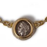 Important 1970s Bulgari Monete, Tetradrachm, 18k Gold and Diamond Necklace.