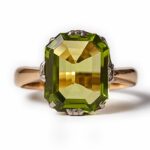**SOLD** Step-Cut 5.61ct Peridot Solitaire Ring, 1936.