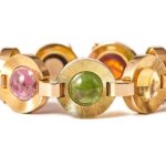 **SOLD** 1960s Retro 18kt Gold 77cts. Gemstone Bracelet