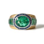 **On Hold** Hemmerle Emerald and Sapphire Ring, ca 1980