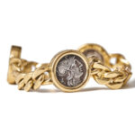 **SOLD** Bvlgari Monete three coin 18kt gold bracelet.